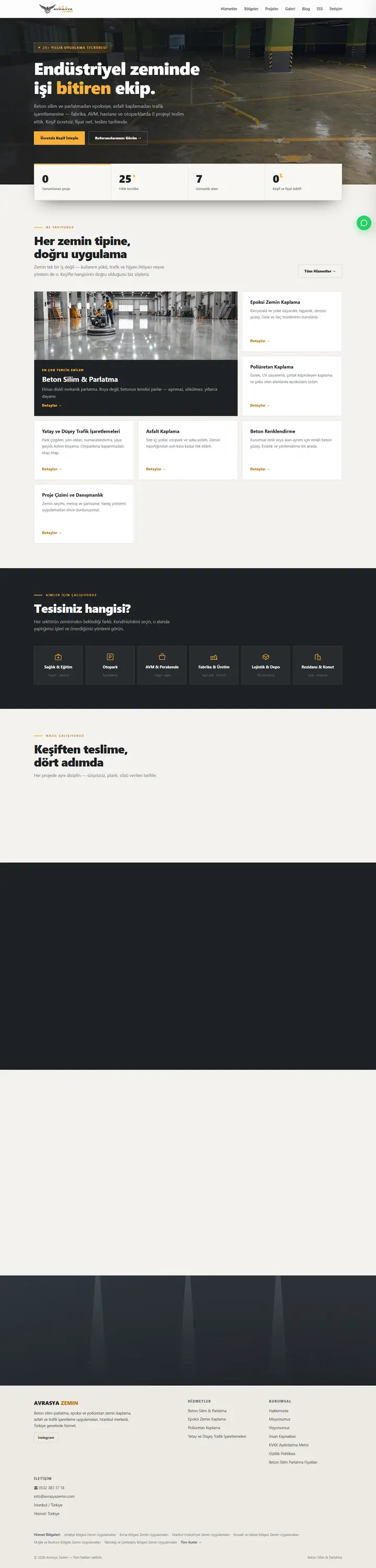 Avrasya Zemin web sitesi ana sayfa görünümü