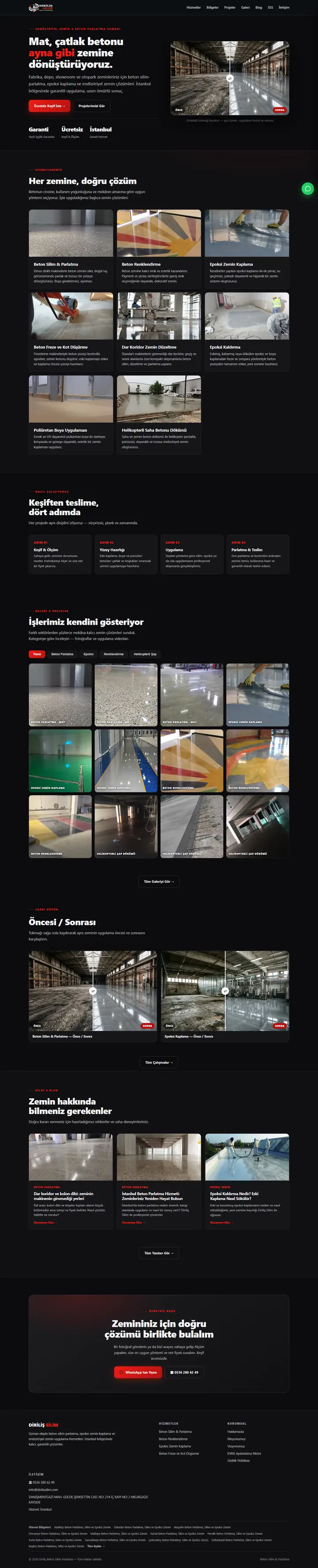Diriliş Silim web sitesi ana sayfa görünümü