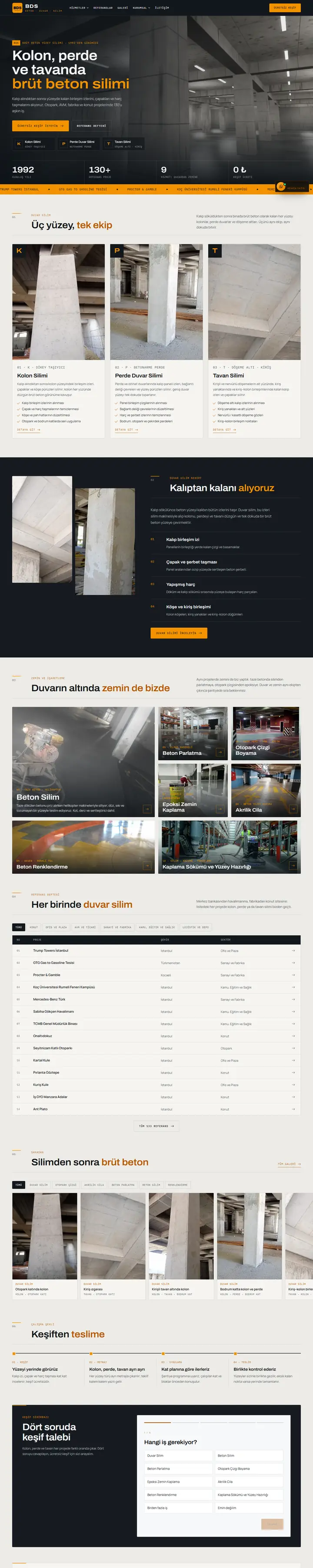BDS Duvar Silim web sitesi tam sayfa görünümü