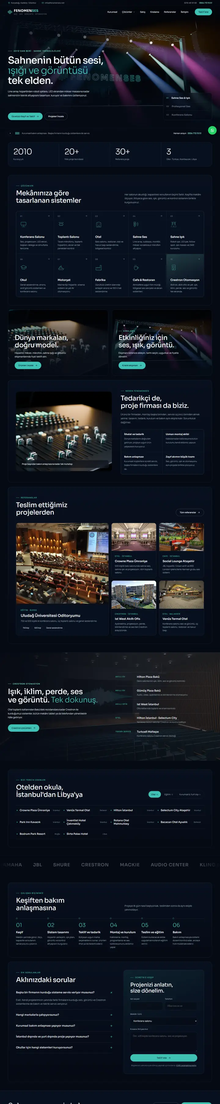 FenomenSes web sitesi tam sayfa görünümü