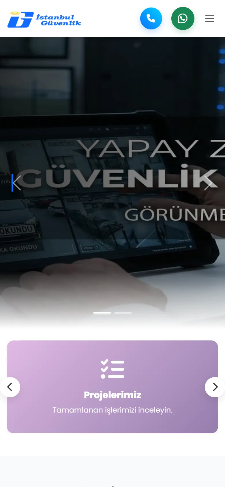 İstanbul Güvenlik web sitesi mobil görünümü