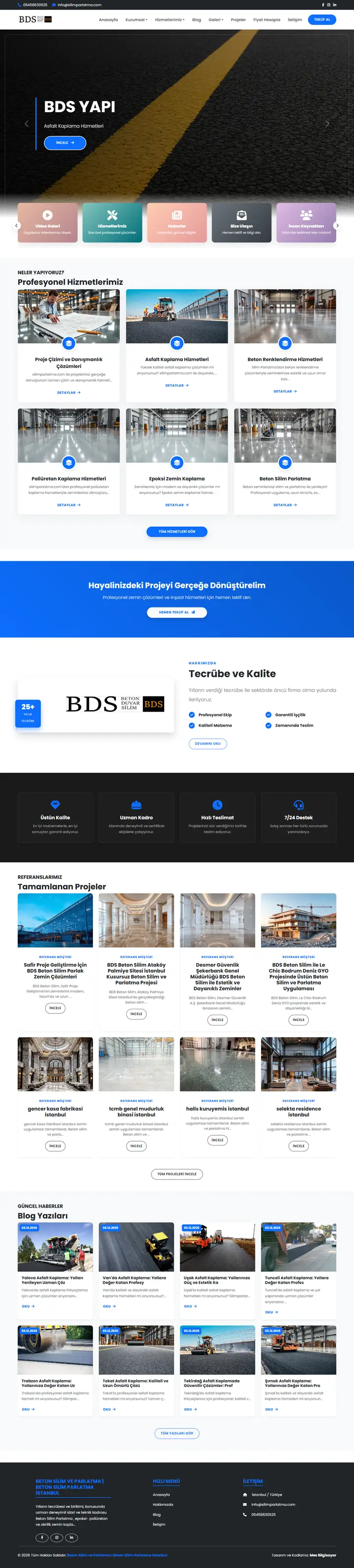 BDS Yapı web sitesi ana sayfa görünümü