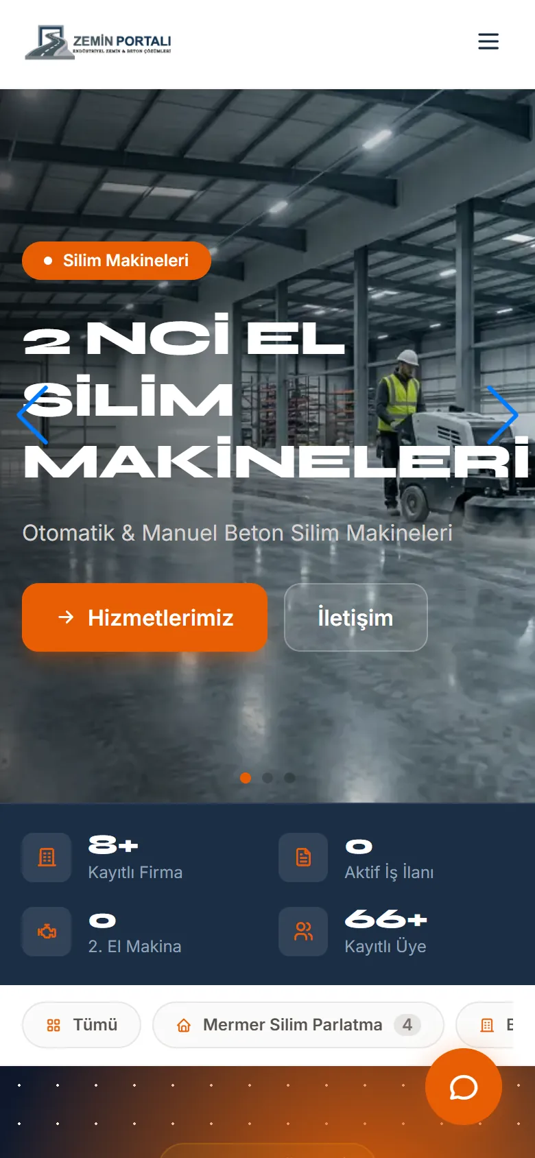 Zemin Portalı web sitesi mobil görünümü