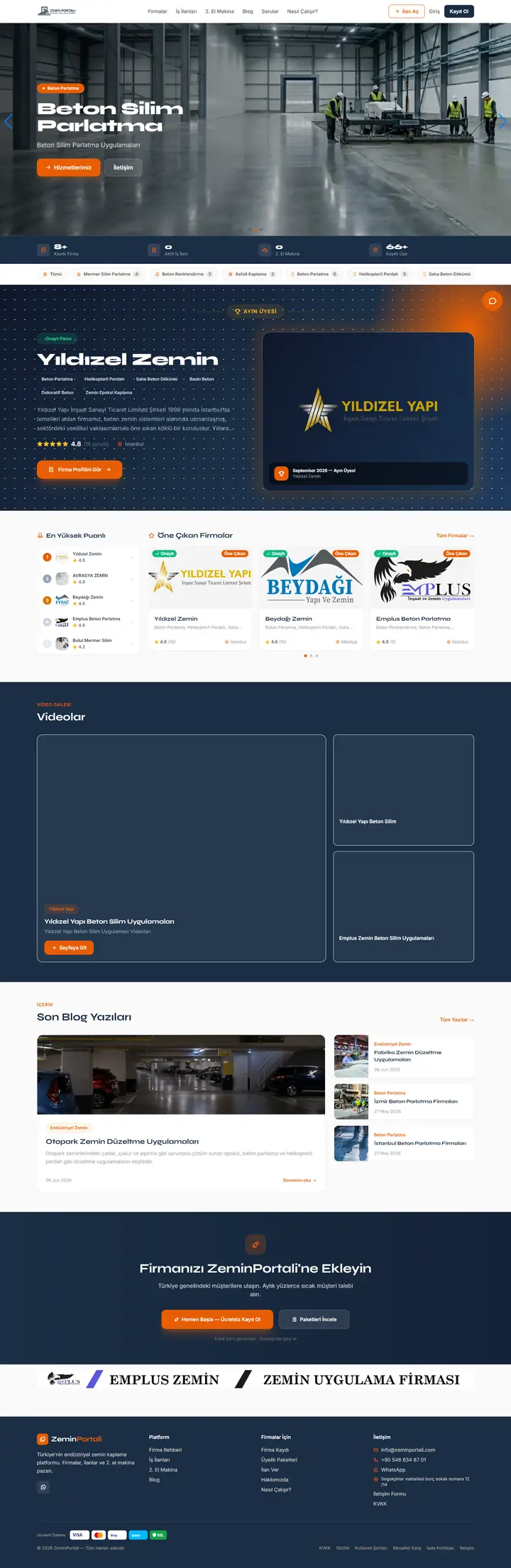 Zemin Portalı web sitesi tam sayfa görünümü