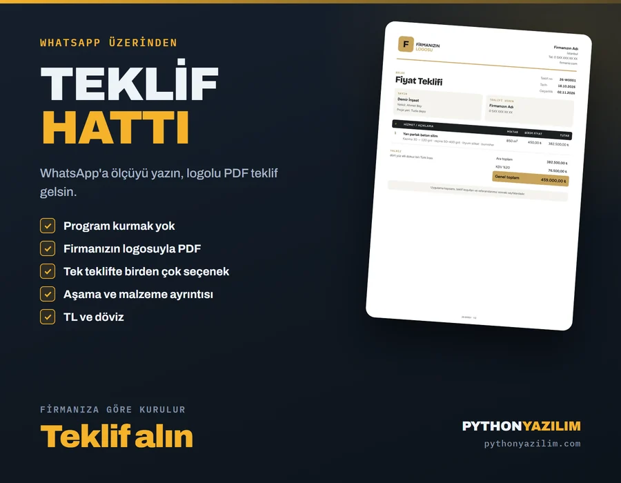 Teklif Hattı: WhatsApp üzerinden logolu PDF teklif