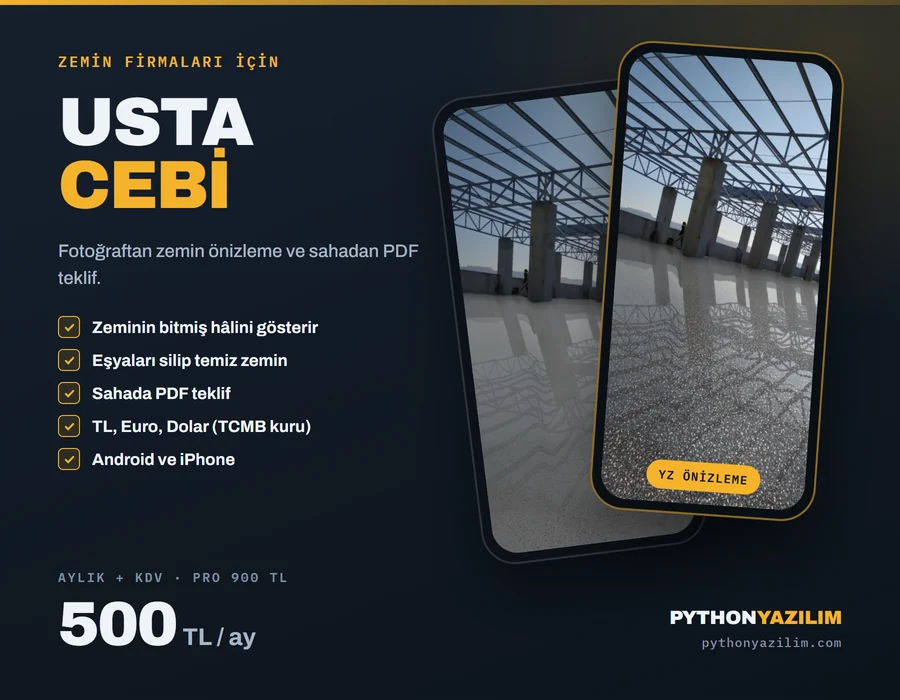 Usta Cebi: telefonda yapay zekâ ile zemin önizleme